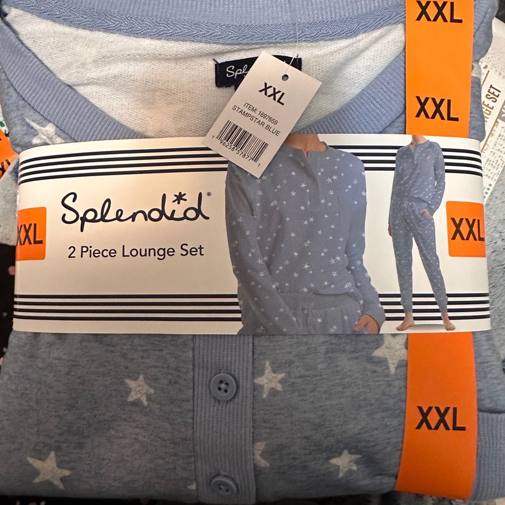 NWT Splendid 2‑Piece Lounge/Pajama Set – Baby Blue stars size XXL